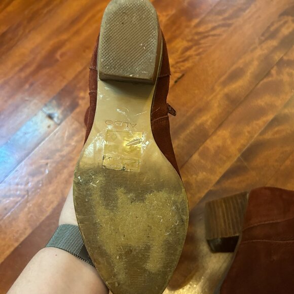 Aldo Lilianne Rust Suede Ankle Chelsea Boot - Size 7 - Picture 5 of 5
